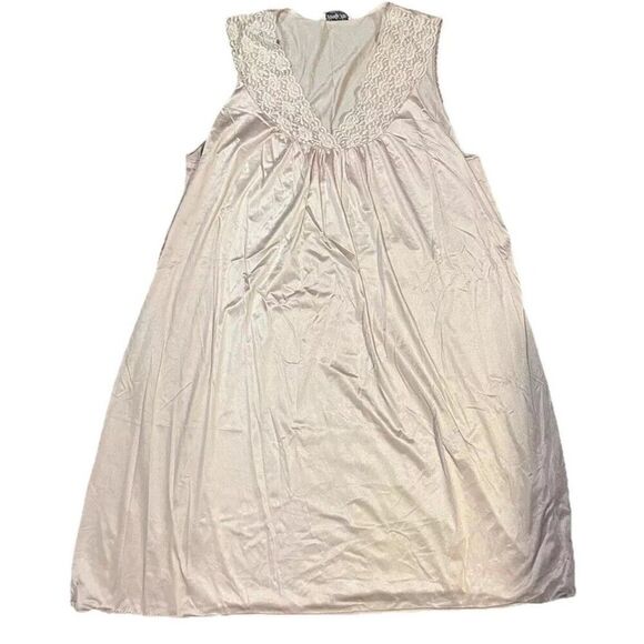 Vintage Vanity Fair Pink Nightgown Large Sleeveless Floral Embroidery 30-767 - Picture 1 of 9